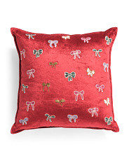20x20 Velvet Lola Bows Pillow | Marshalls