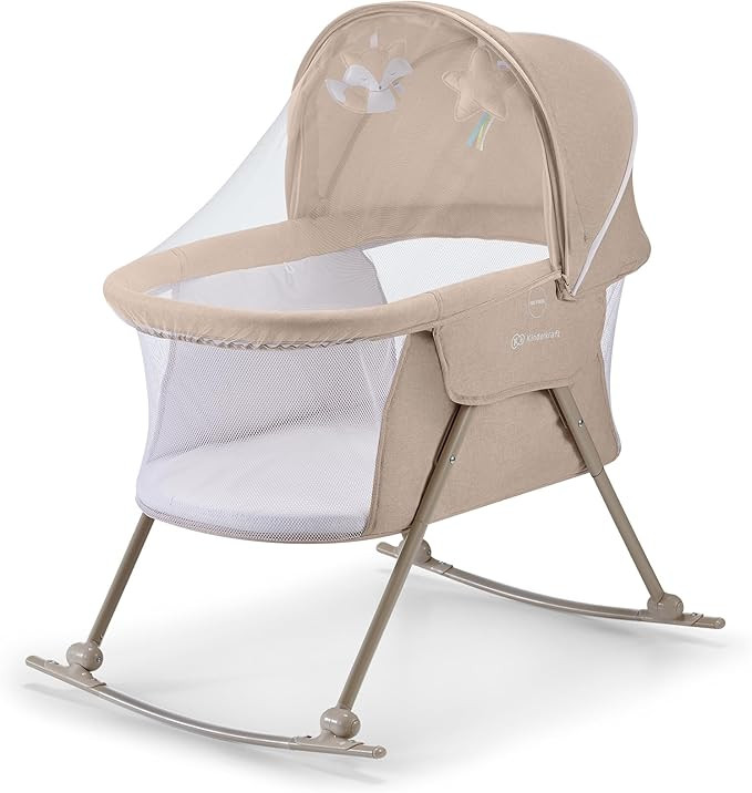 Kinderkraft LOVI Travel Bassinet for Baby, Portable Folding Baby Bed with Built-in Mosquito net, ... | Amazon (US)