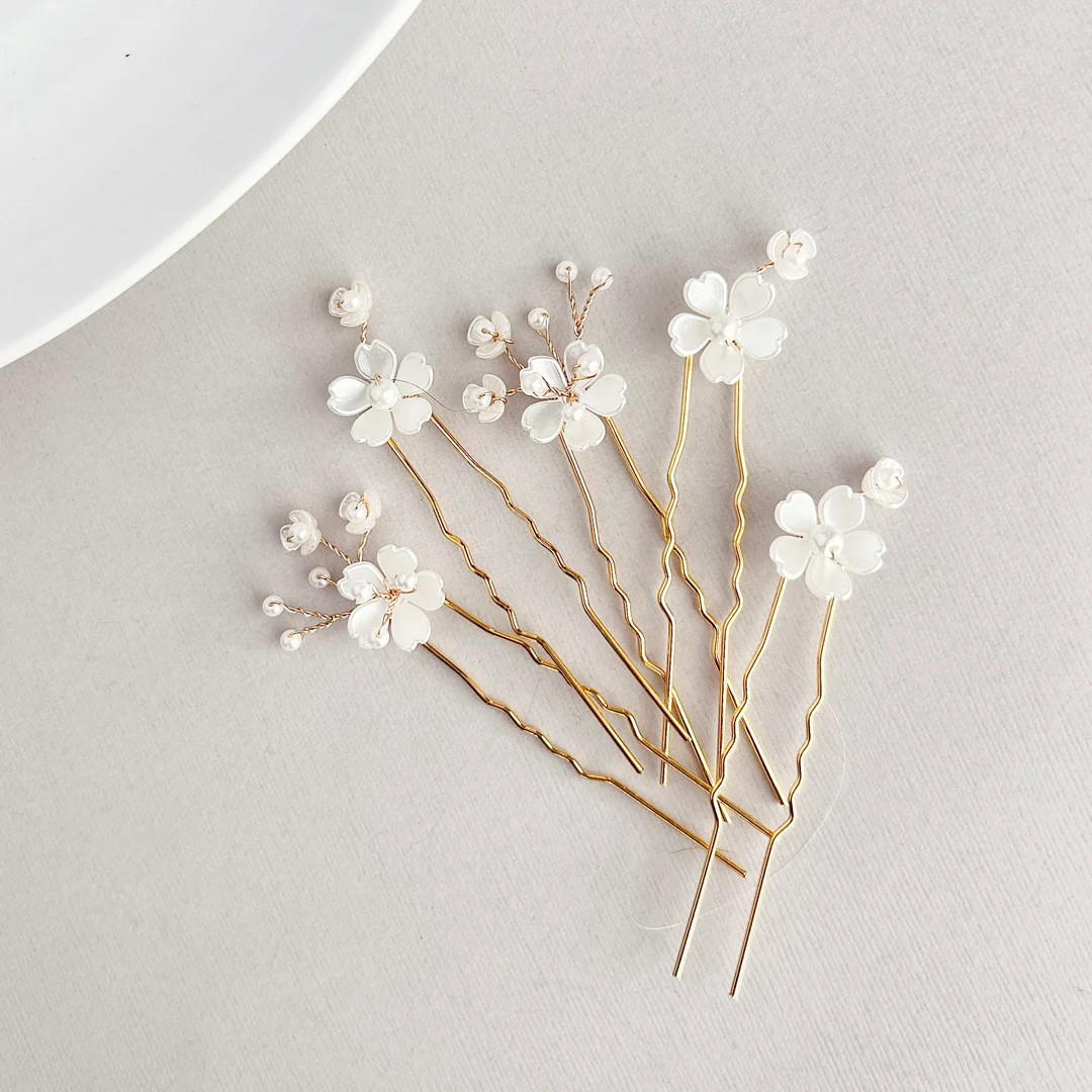 Gold Flower Hair Comb, Wedding Flower Hair Pins, Bridal Hair Piece, Floral Hair Accessory, Flower... | Etsy (Global)