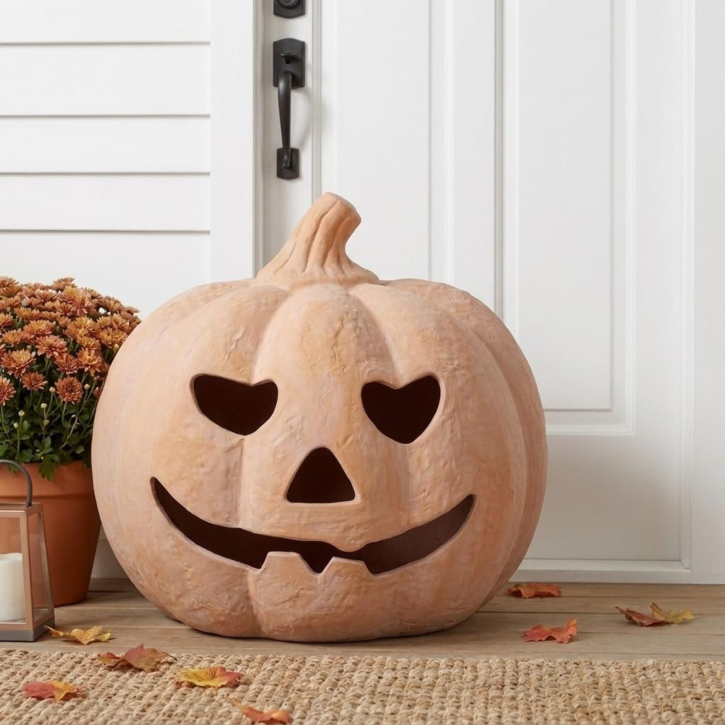 NUPTIO Terracotta Pumpkin Fall Decor: 10" H Handmade Halloween Lantern | Amazon (US)