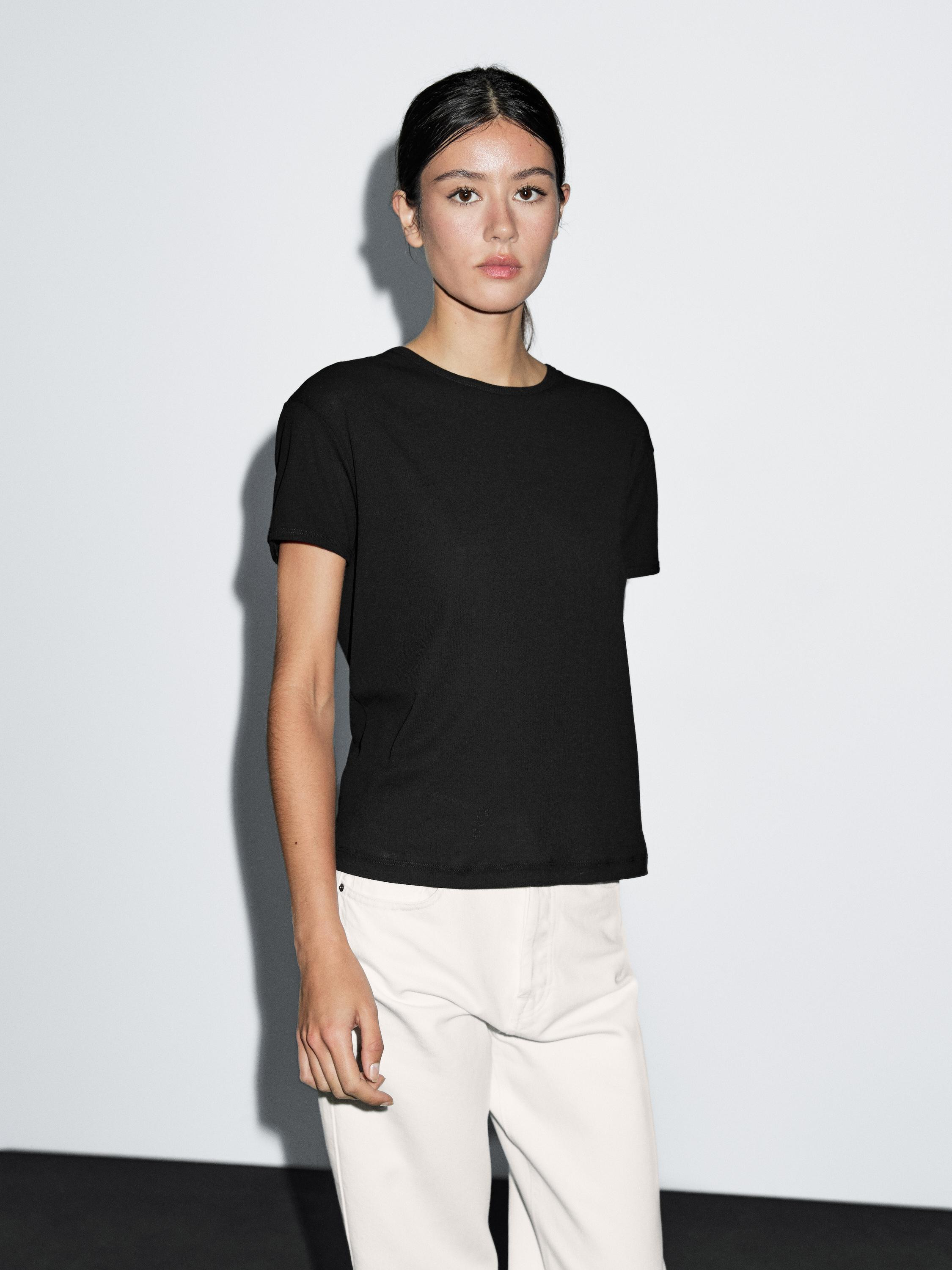 T-shirt à manches courtes 100 % coton | Massimo Dutti FR