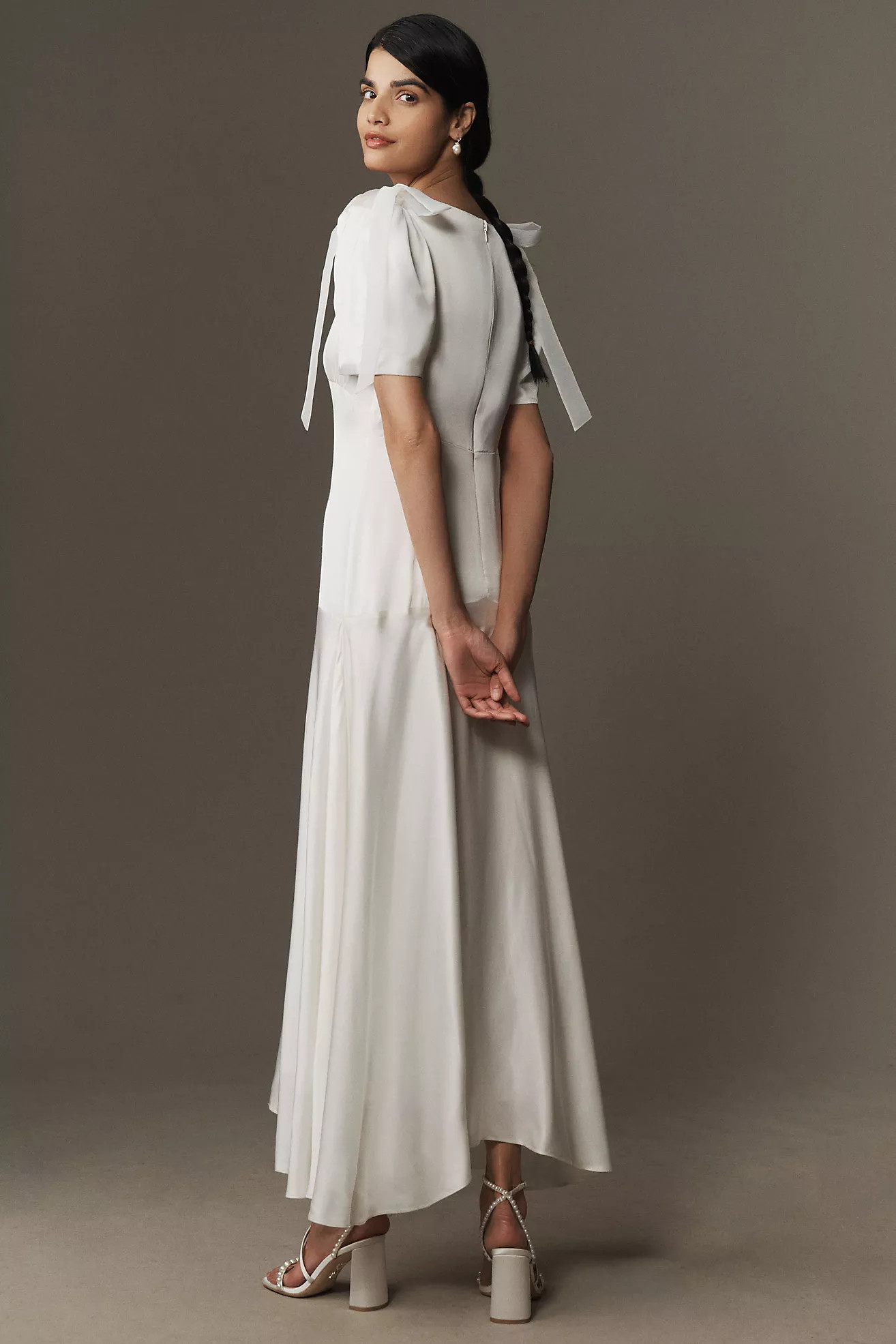 Mare Mare V-Neck Bow Flutter-Sleeve Organza Slip Dress | Anthropologie (US)