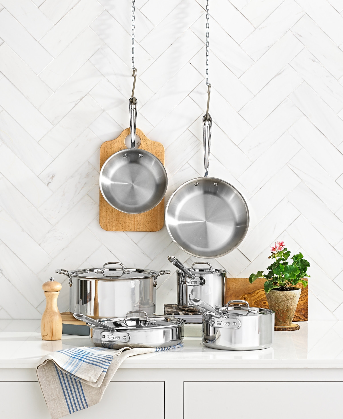 All-Clad D3 Stainless Steel Cookware Set, 10 Piece - STAINLESS | Macy's