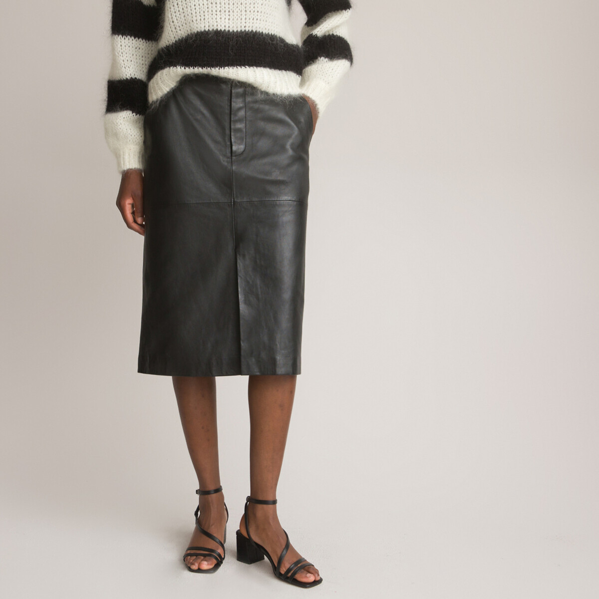 Leather Midi Pencil Skirt | La Redoute (UK)