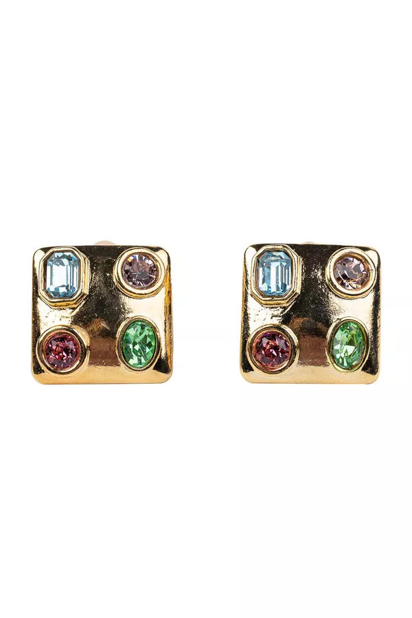 Pastel Multicolored Square Clip-On Earrings by Kenneth Jay Lane | The Mile