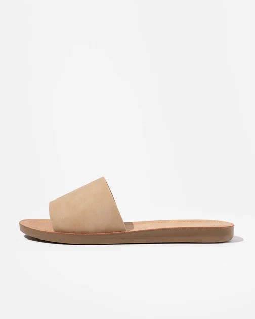 Sunburst Microsuede Slide Sandal - Tan | VICI
