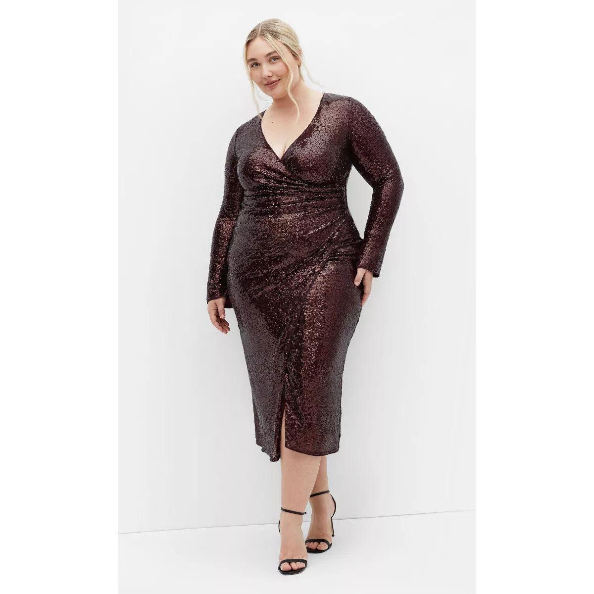 Women's Plus Size Sequin Ethereal Dress - burgundy | CITY CHIC | Target