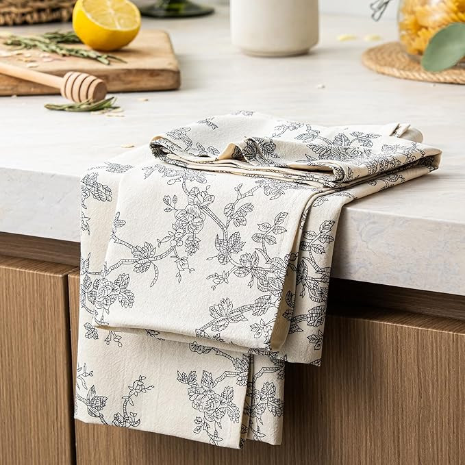 100% Cotton French Pastoral Kitchen Towels Set of 2, Decorative Flour Sack Tea Towels with Hangin... | Amazon (US)