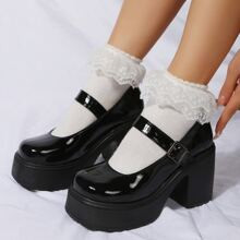 Elegant Black Mary Jane Shoes Women Mary Jane Platform Chunky Heeled Pumps | SHEIN