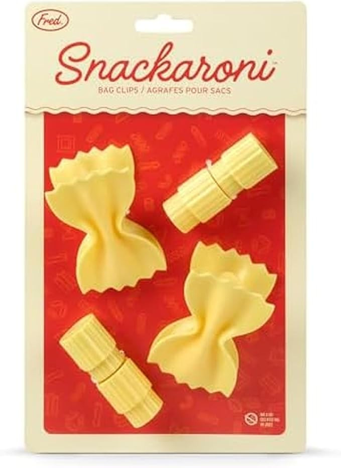 Genuine Fred SNACKARONI Pasta Bag Clips, Set of 4, Two Styles Farfalle and Rigatoni, Squeeze and ... | Amazon (US)