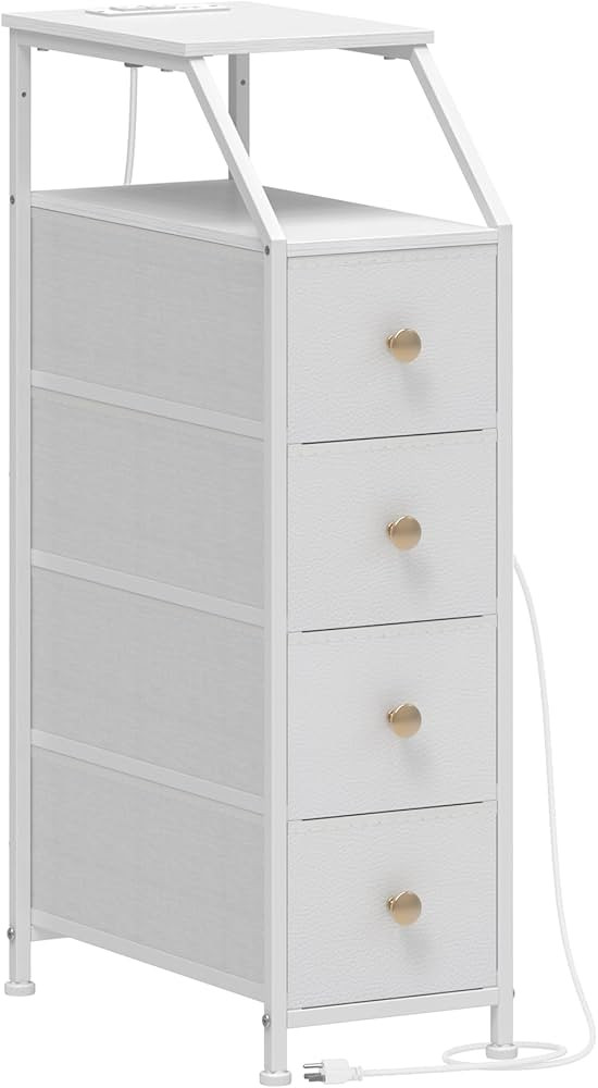 Tohomeor Narrow Dresser Tall Skinny Storage Tower Vertical Slim Chest of Drawers with Charging St... | Amazon (US)
