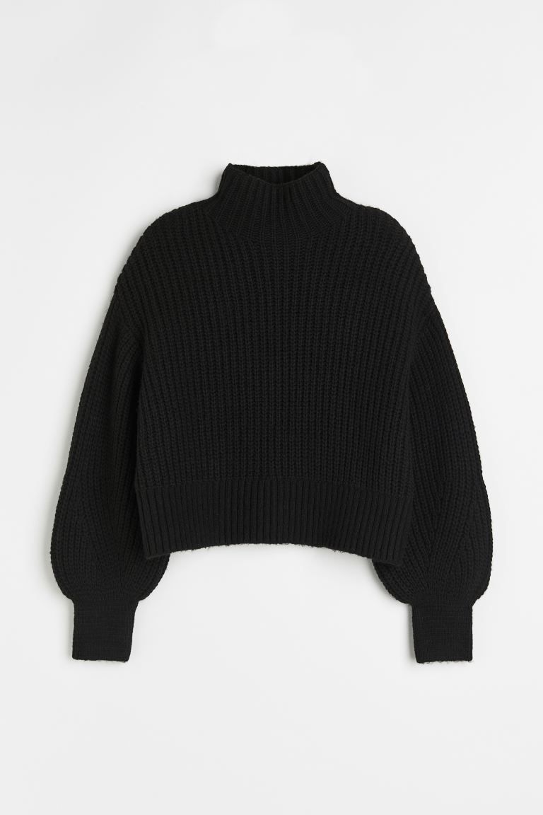 Balloon-sleeved Sweater - Black - Ladies | H&M US | H&M (US + CA)