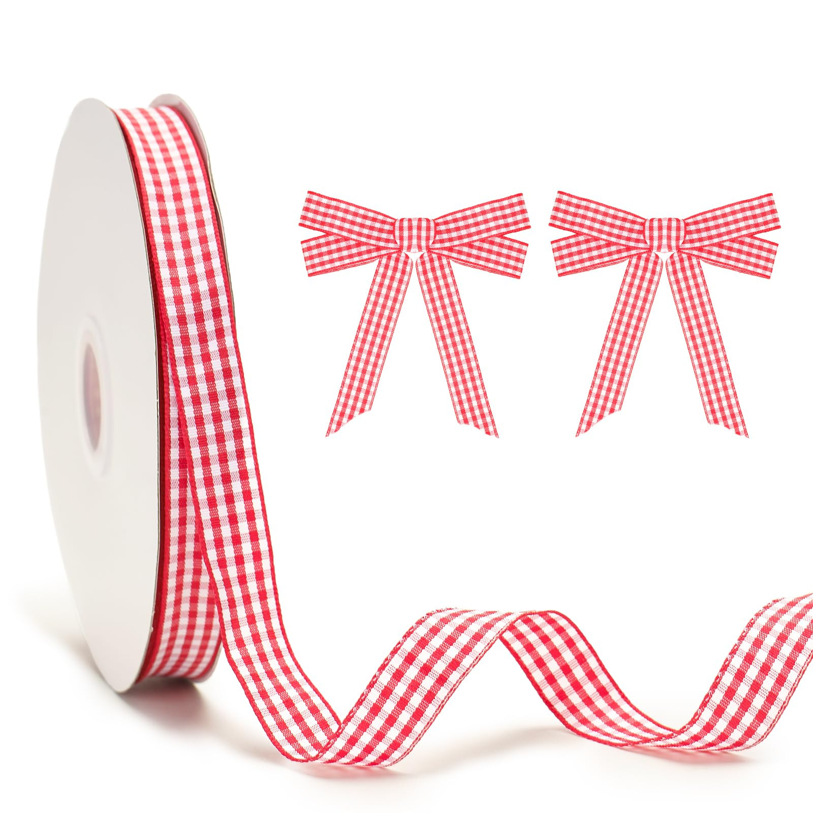 KINGLAKE Red and White Gingham Ribbon, 50Yd x 5/8" Red Gingham Ribbon, Classic, Casual, Christmas... | Amazon (US)