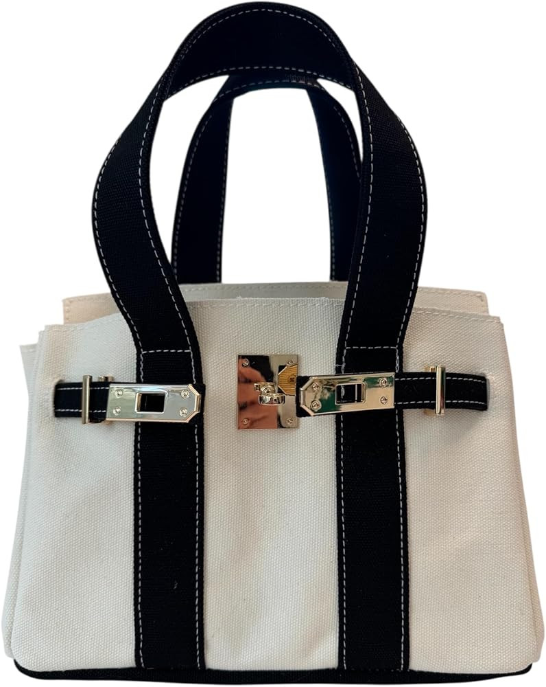 Canvas Mini Tote Bag, 8 Pockets, Distressed Finish, Durable, Gold Hardware | Amazon (US)