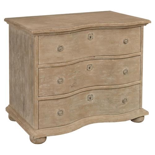 Arom French Country Brown Birch Wood 3 Drawer Bachelor Chest Dresser | Kathy Kuo Home