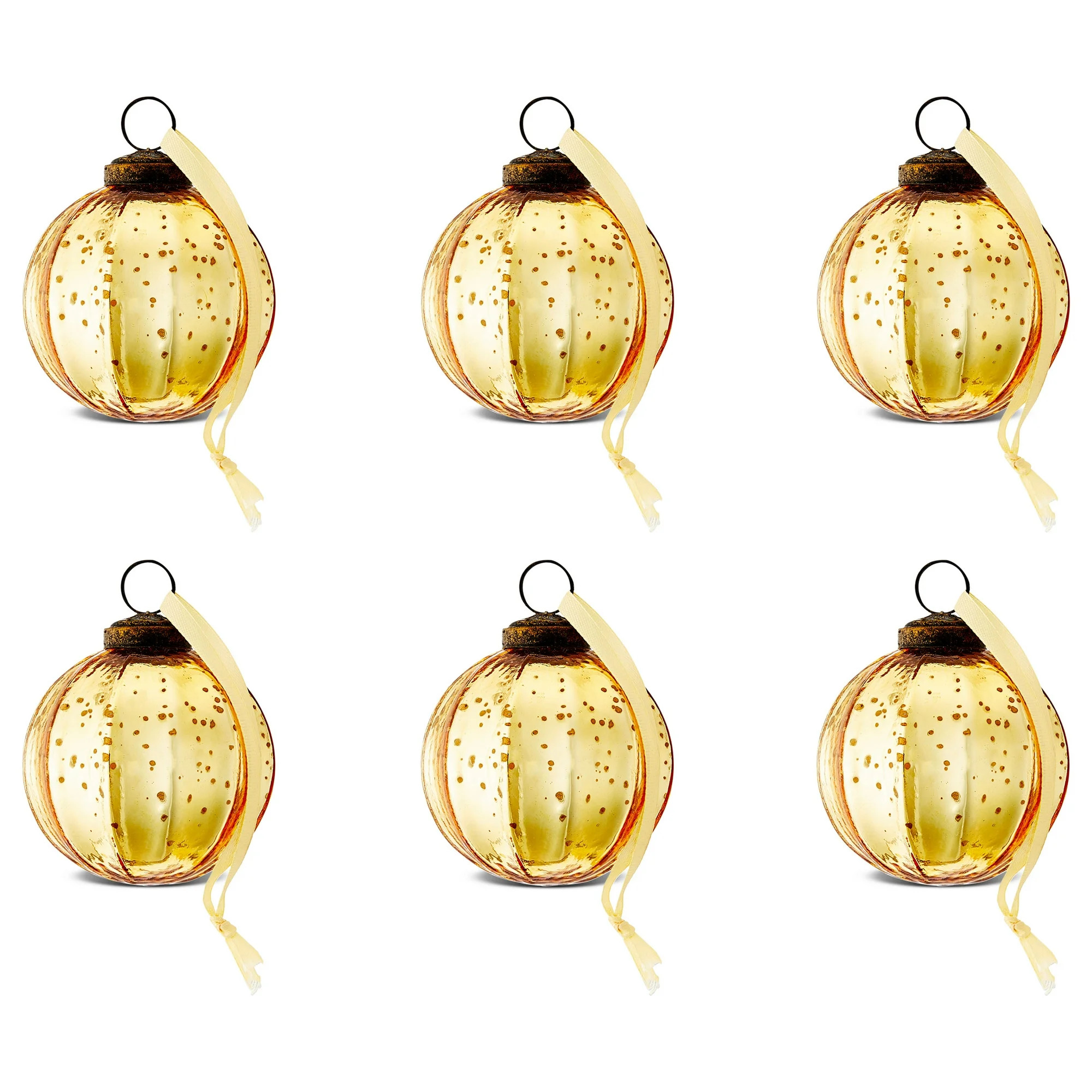 6 Count Gold Glass Ball Christmas Ornaments, 3", by Holiday Time | Walmart (US)