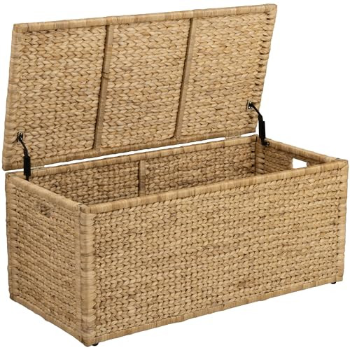 eHemco Heavy-duty Water Hyacinth Wicker Storage Trunk with Metal Frame, 42 by 20 by 18.5 Inches, Natural | Amazon (US)