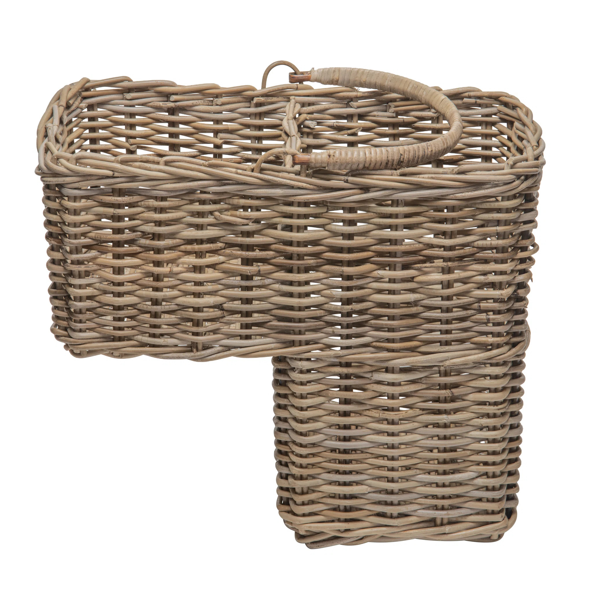 Kobo Rattan Step Basket with Folding Handle, Gray-Brown | Wayfair North America