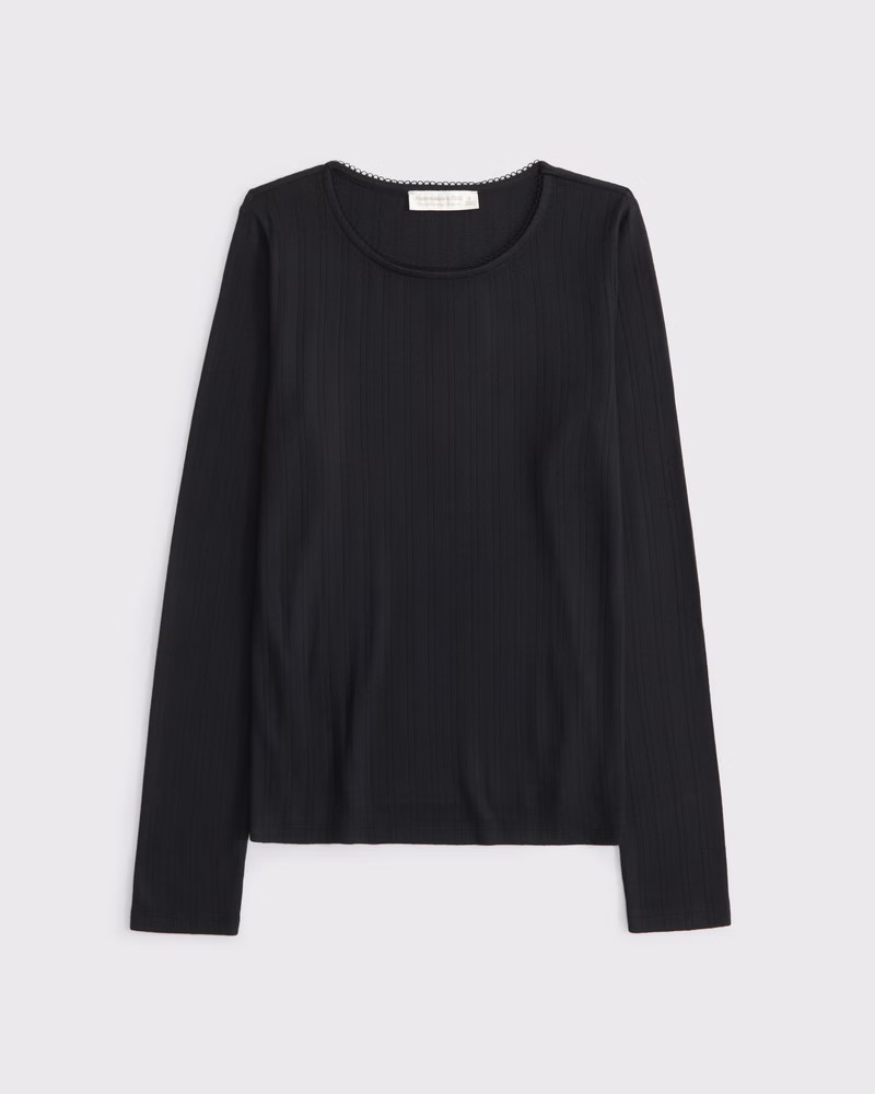 Long-Sleeve Pointelle Sleep Top | Abercrombie & Fitch (US)