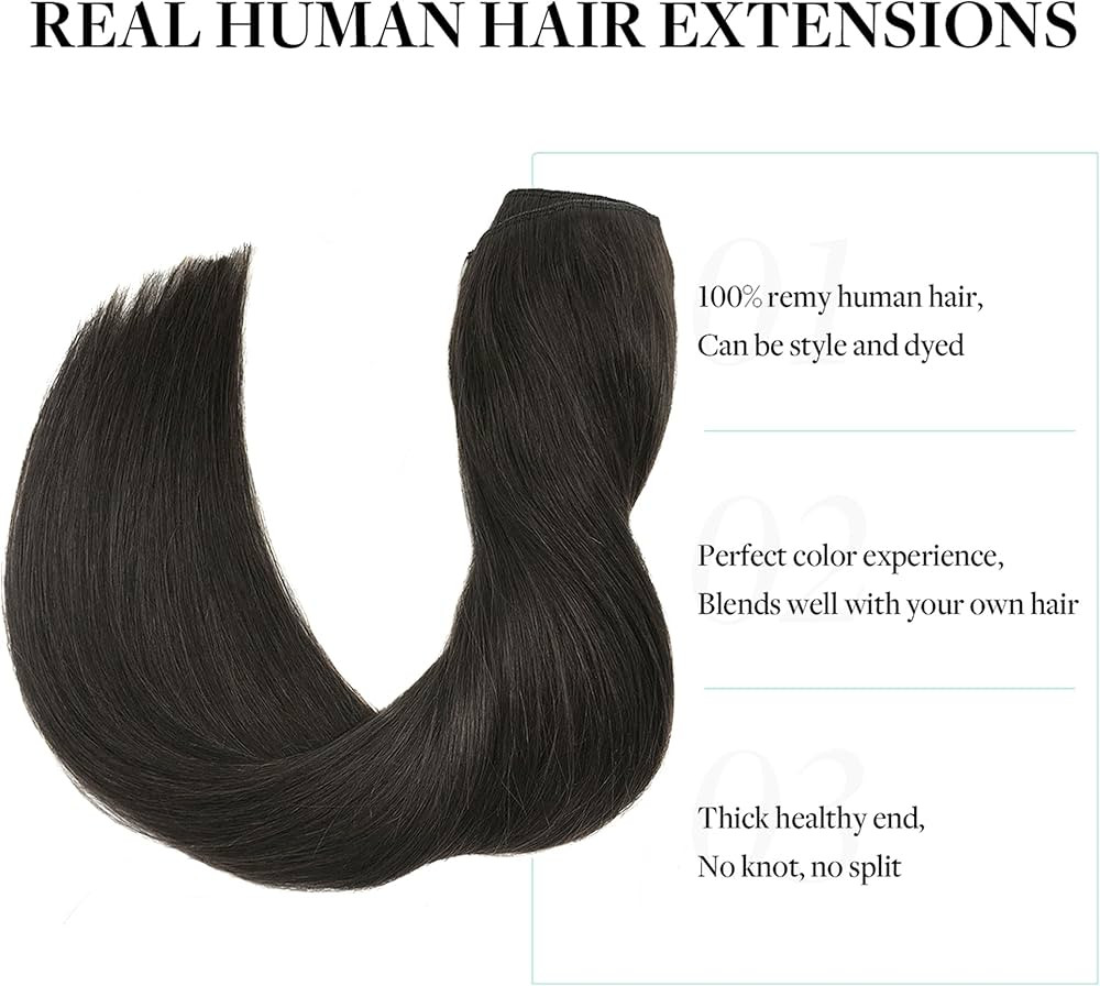 DOORES Hair Extensions Wire Dark Brown 18 Inch 95g Natural Straight Remy Human Hair Extensions Wi... | Amazon (US)