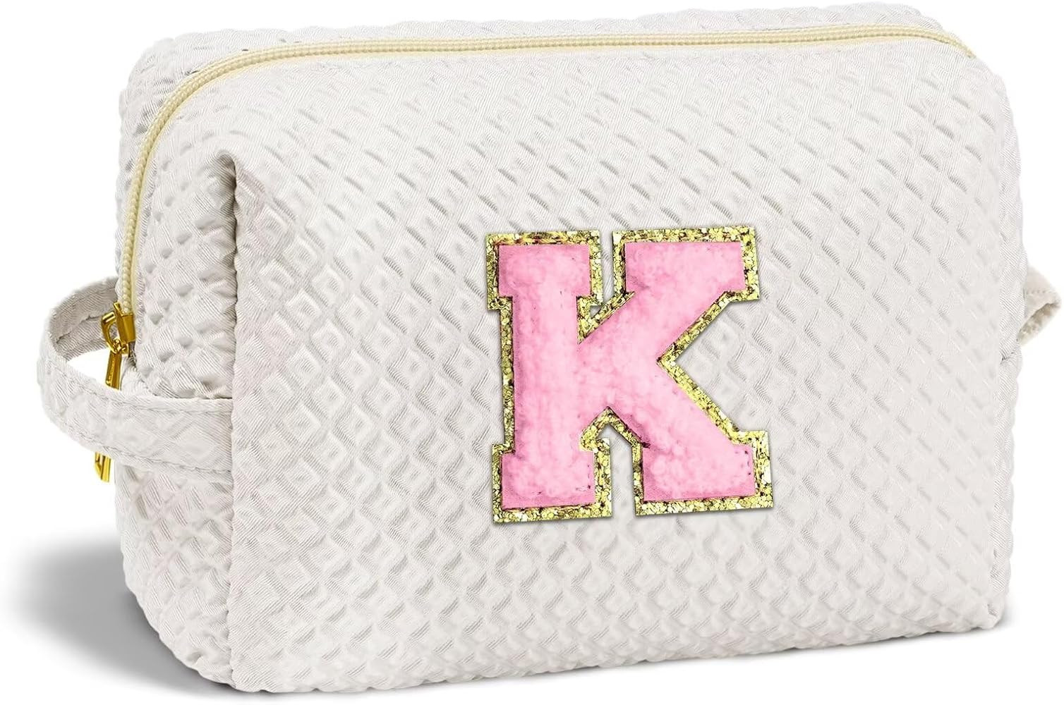 YOOLIFE Initial Makeup Bag - Personalized Makeup Bag White, Travel Cosmetic Bag Make Up Bag for W... | Amazon (US)