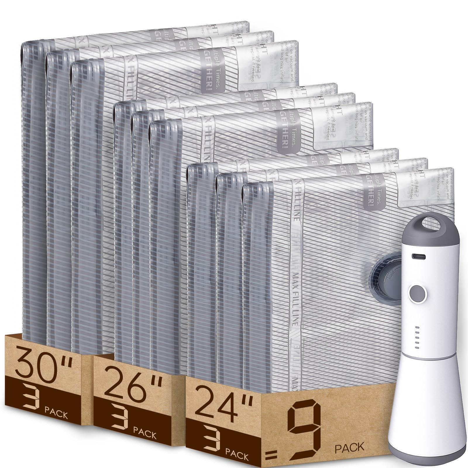 Vacuum Bags for Travel with Rechargeable air Pump, Carry-on Size Compression Packing Bags for Lug... | Amazon (US)