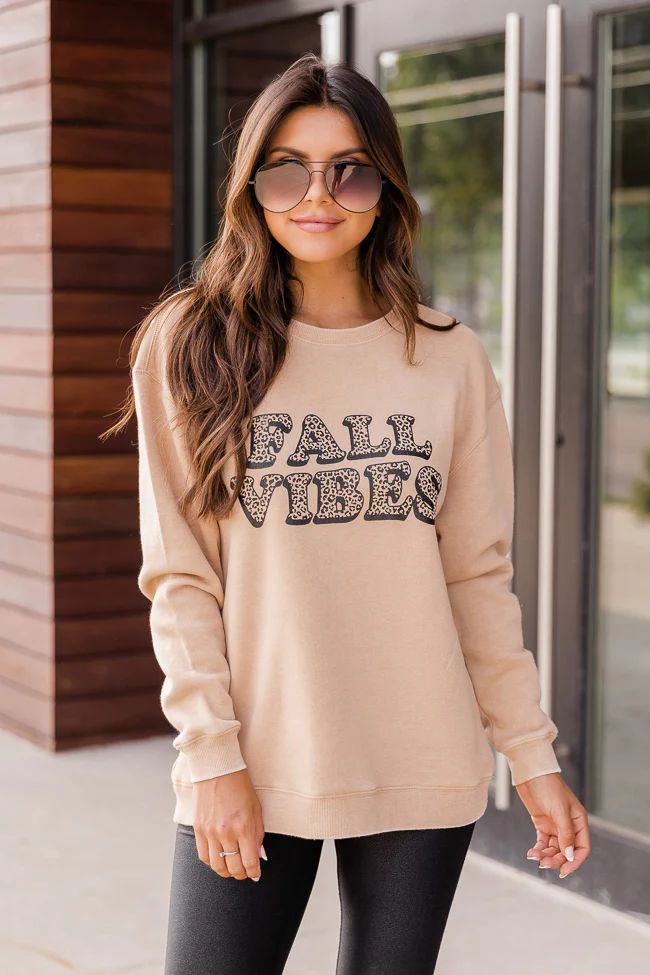 Fall Vibes Animal Print Gold Graphic Sweatshirt | Pink Lily