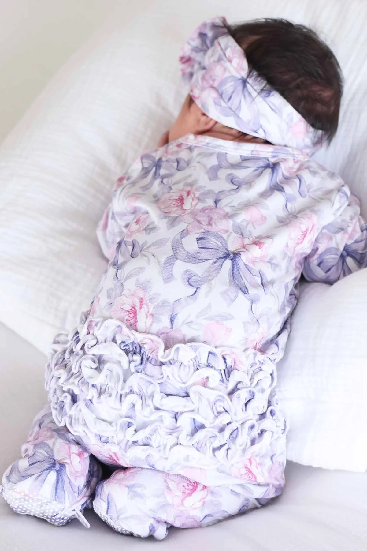 Leighton's Lavender Ruffle Zipper Footie | Caden Lane