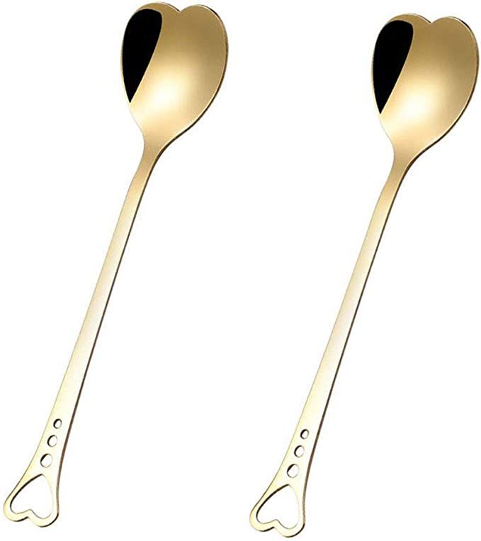 2Pcs Heart Shaped Spoons Love Spoons Stirring Spoon for Coffee, Tea, Ice Cream, Dessert for Mothe... | Amazon (US)