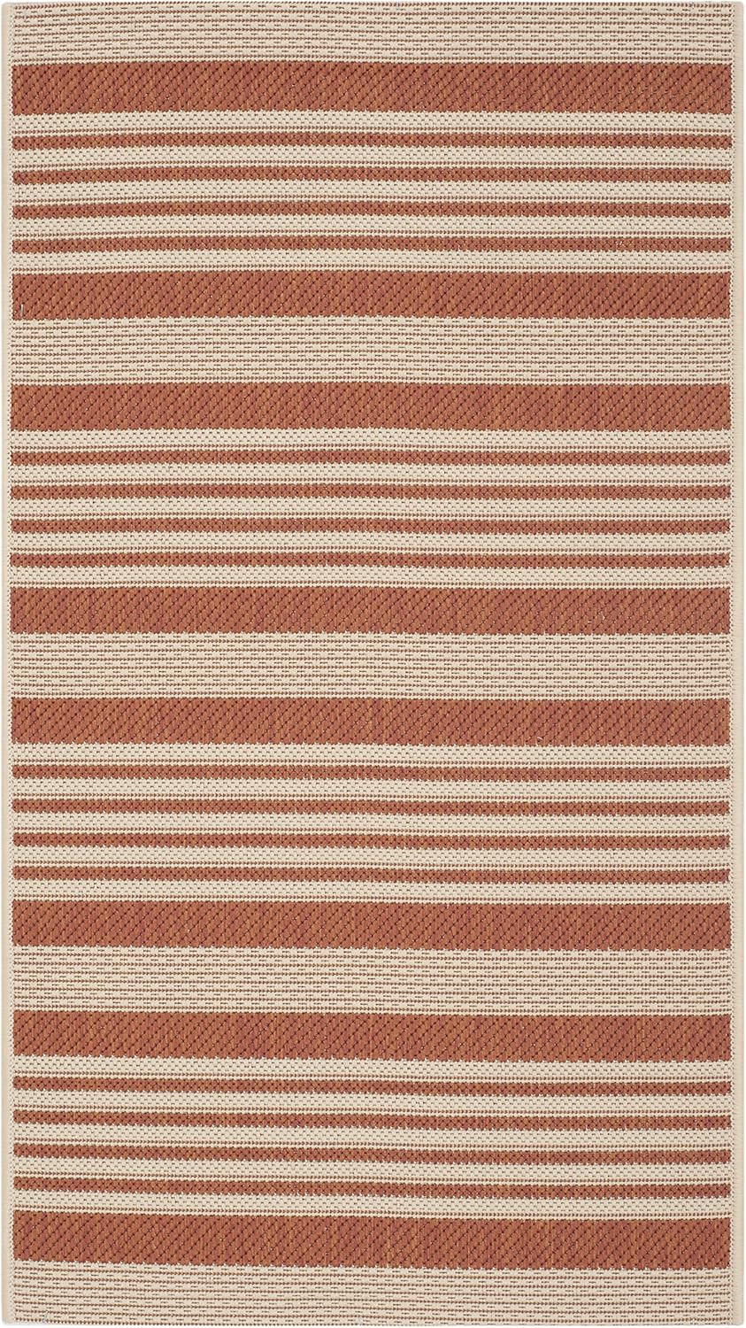 SAFAVIEH Courtyard Collection 2' x 3'7" Terracotta/Beige CY6062 Stripe Indoor/ Outdoor Waterproof... | Amazon (US)