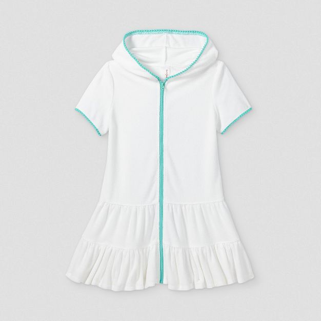 Girls' Hooded Terry Zip Cover Up - Cat & Jack™ White | Target