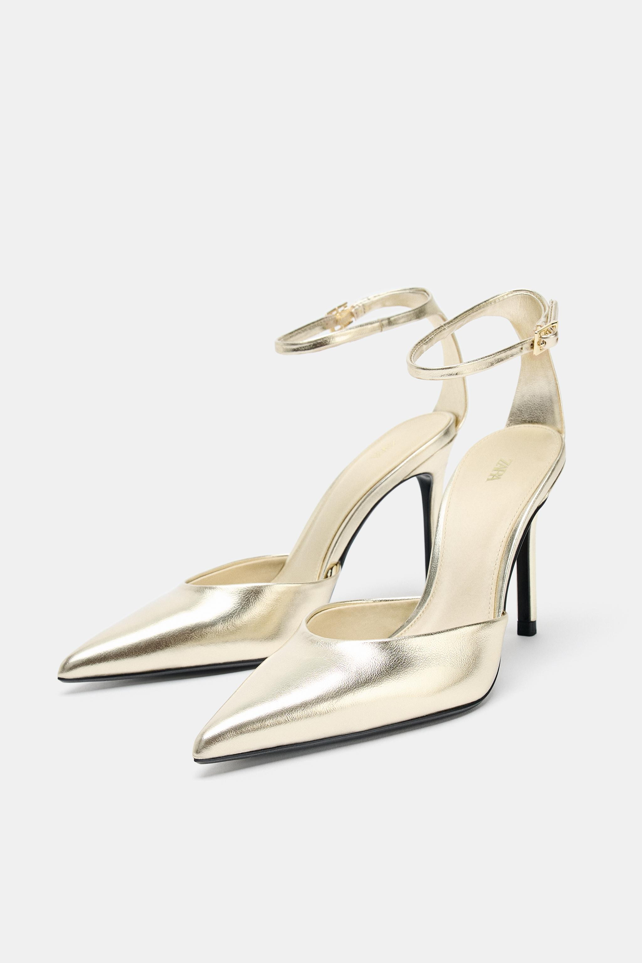 METALLIC EFFECT HEELED SHOES | Zara US