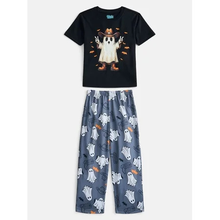 Wonder Nation Boys Short Sleeve Graphic Tee and Wide Leg Pants Sleep Set, 2-Piece, Sizes 4-18 | Walmart (US)