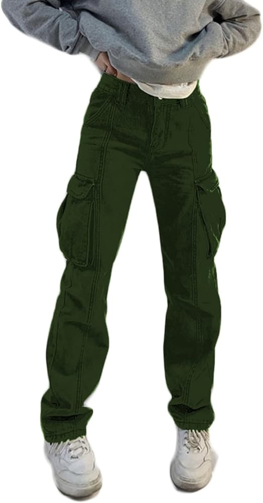 High Waist Baggy Cargo Jeans for Women Flap Pocket Relaxed Fit Straight Wide Leg Y2K Fashion Jean... | Amazon (US)