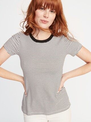 Slim-Fit Striped Crew-Neck Tee for Women | Old Navy US