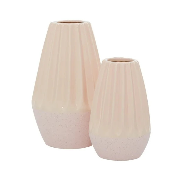 DecMode 11", 8"H Handmade Pink Ceramic Vase, Set of 2 | Walmart (US)