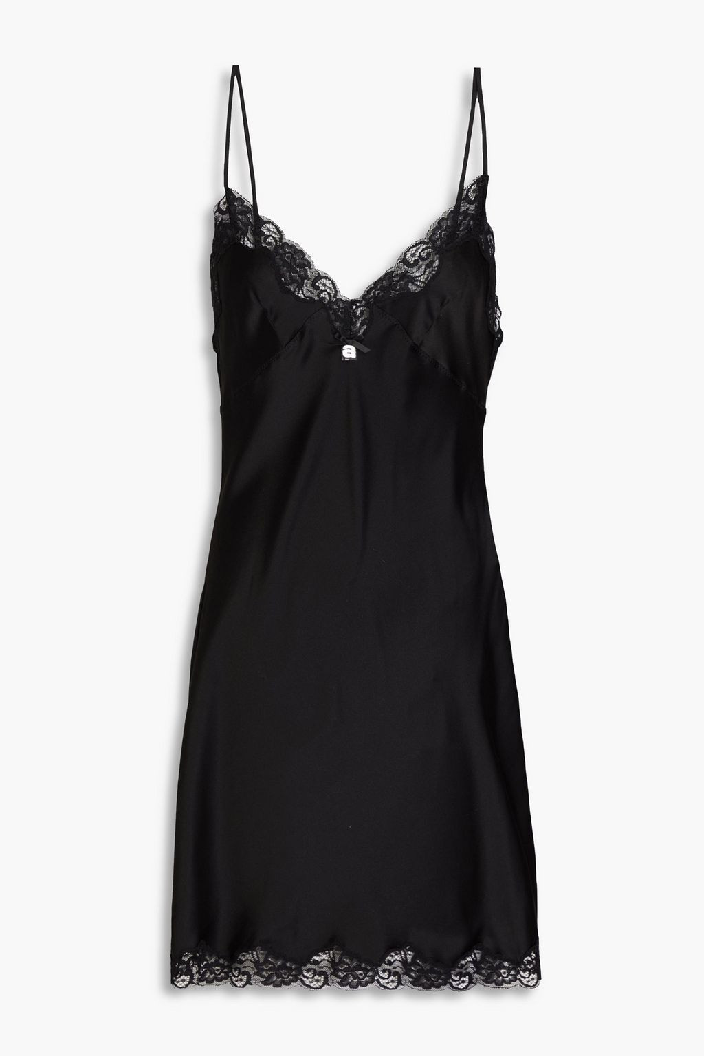 Lace-trimmed silk-satin mini dress | The Outnet (US and CA)