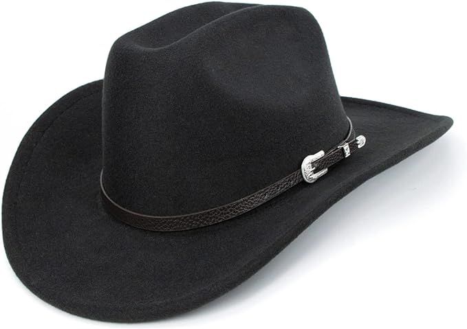 Western Cowboy Hat for Men Women Classic Roll Up Fedora Hat with Buckle Belt (Size:M-L) | Amazon (US)