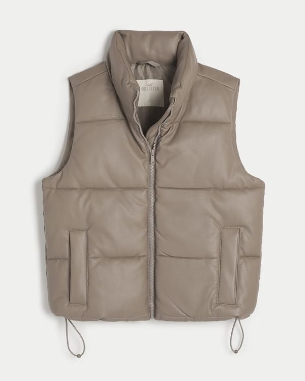 Women's Ultimate Vegan Leather Puffer Vest | Women's Jackets & Coats | HollisterCo.com | Hollister (US)