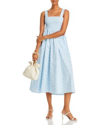 AQUA Printed Cotton Smocked Midi Dress - 100% Exclusive Women - Bloomingdale's | Bloomingdale's (US)