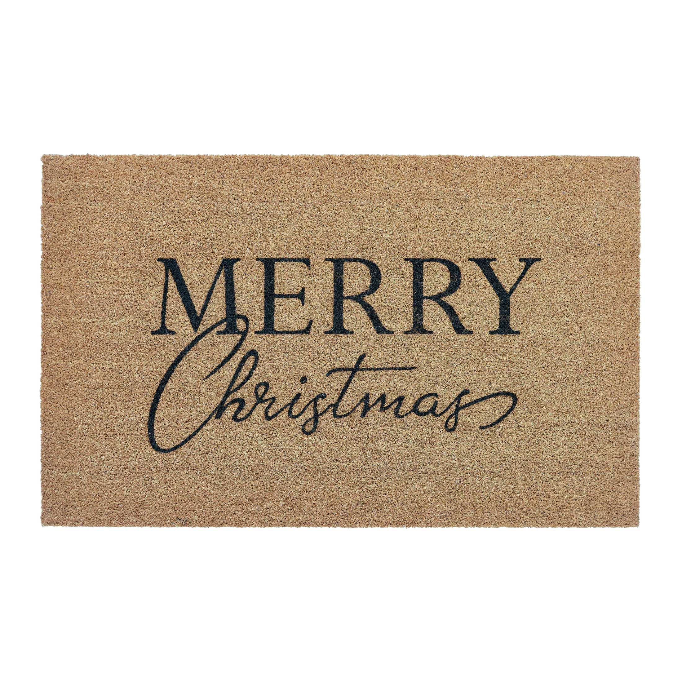 My Texas House Merry Christmas Black Natural Holiday Outdoor Non-Slip Coir Doormat, 30" x 48" | Walmart (US)