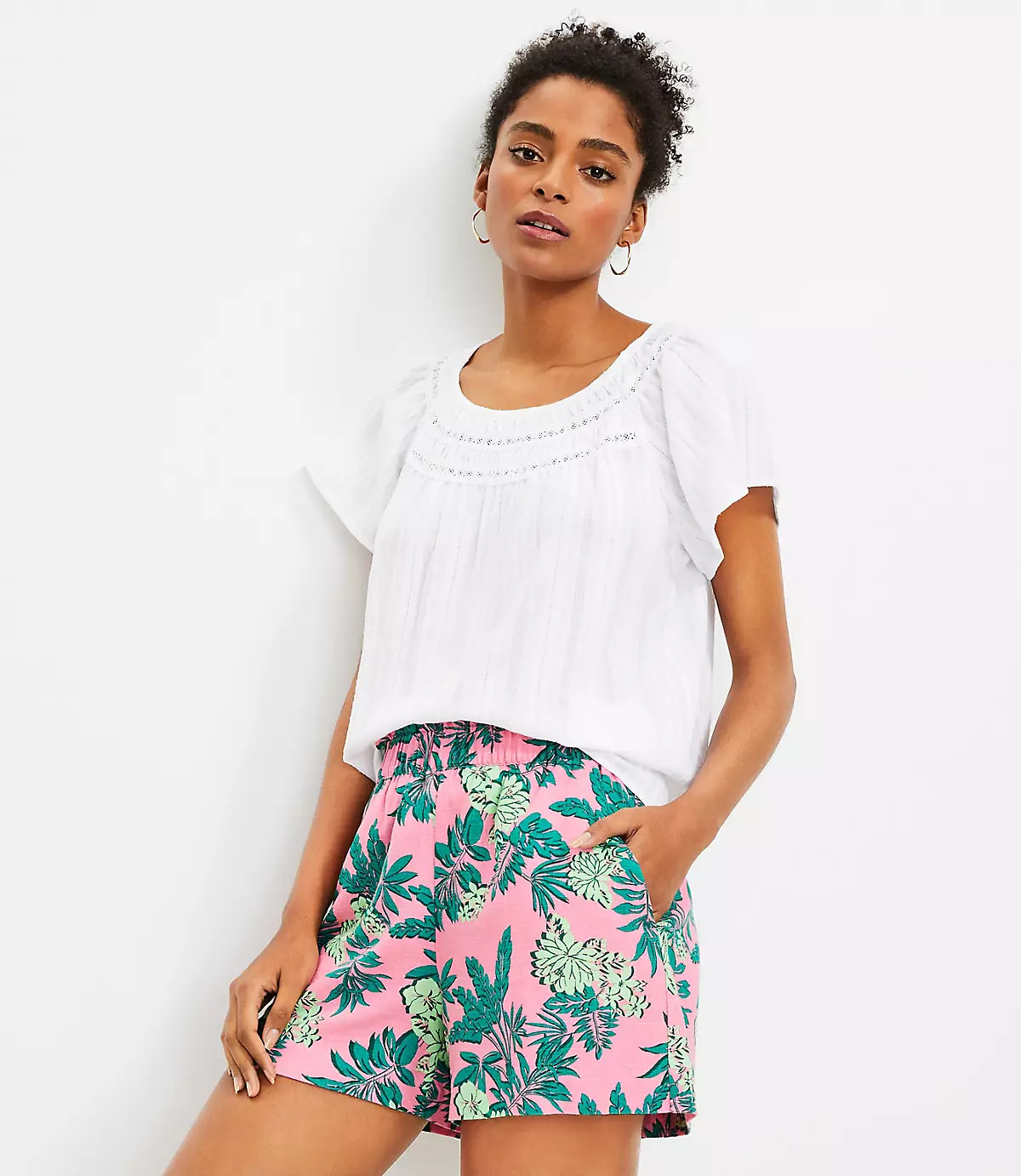 Fluid Pull On Shorts in Palm | LOFT