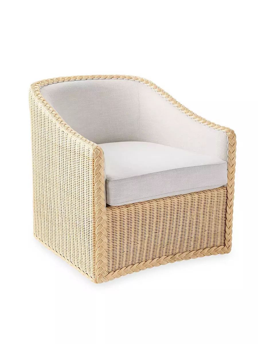 Yarmouth Swivel Chair - Sunbleached Wicker | Serena and Lily