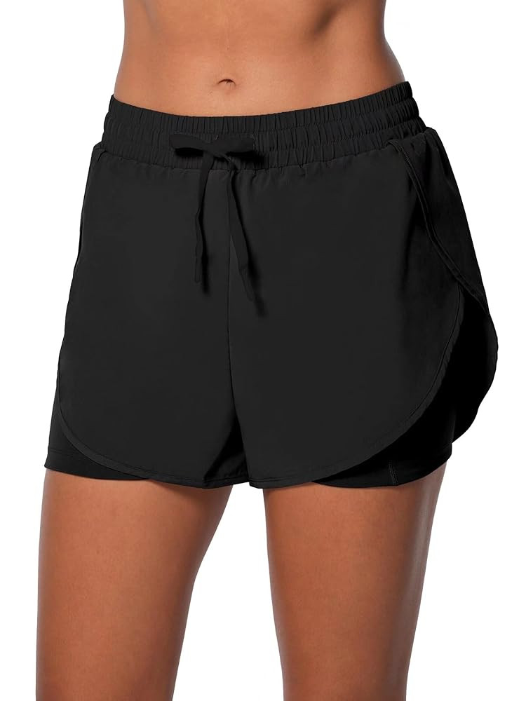 Sunzel 2 in 1 High Waist Running Shorts for Women Quick Dry Elastic Athletic Shorts with Pocket a... | Amazon (US)