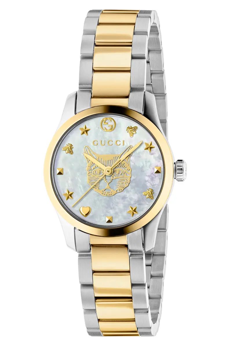 Gucci G-Timeless Feline Bracelet Watch, 27mm | Nordstrom | Nordstrom