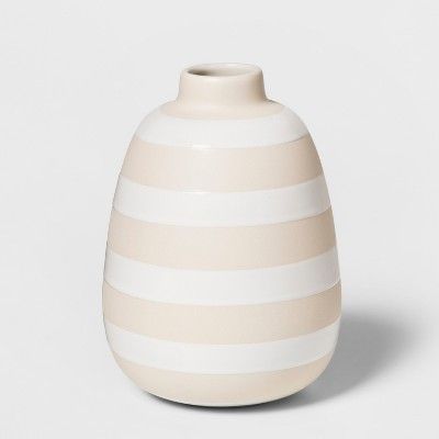 7.7" x 5.6" Decorative Stoneware Striped Vase Tan - Threshold™ | Target