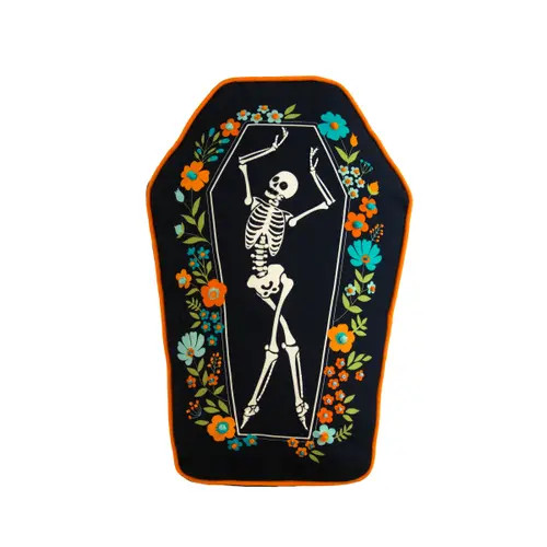 C&F Home Dancing Halloween Skeleton Floral Flowers 100% Cotton Accent Pillow 12.5" x 18" in Black at Nordstrom | Nordstrom