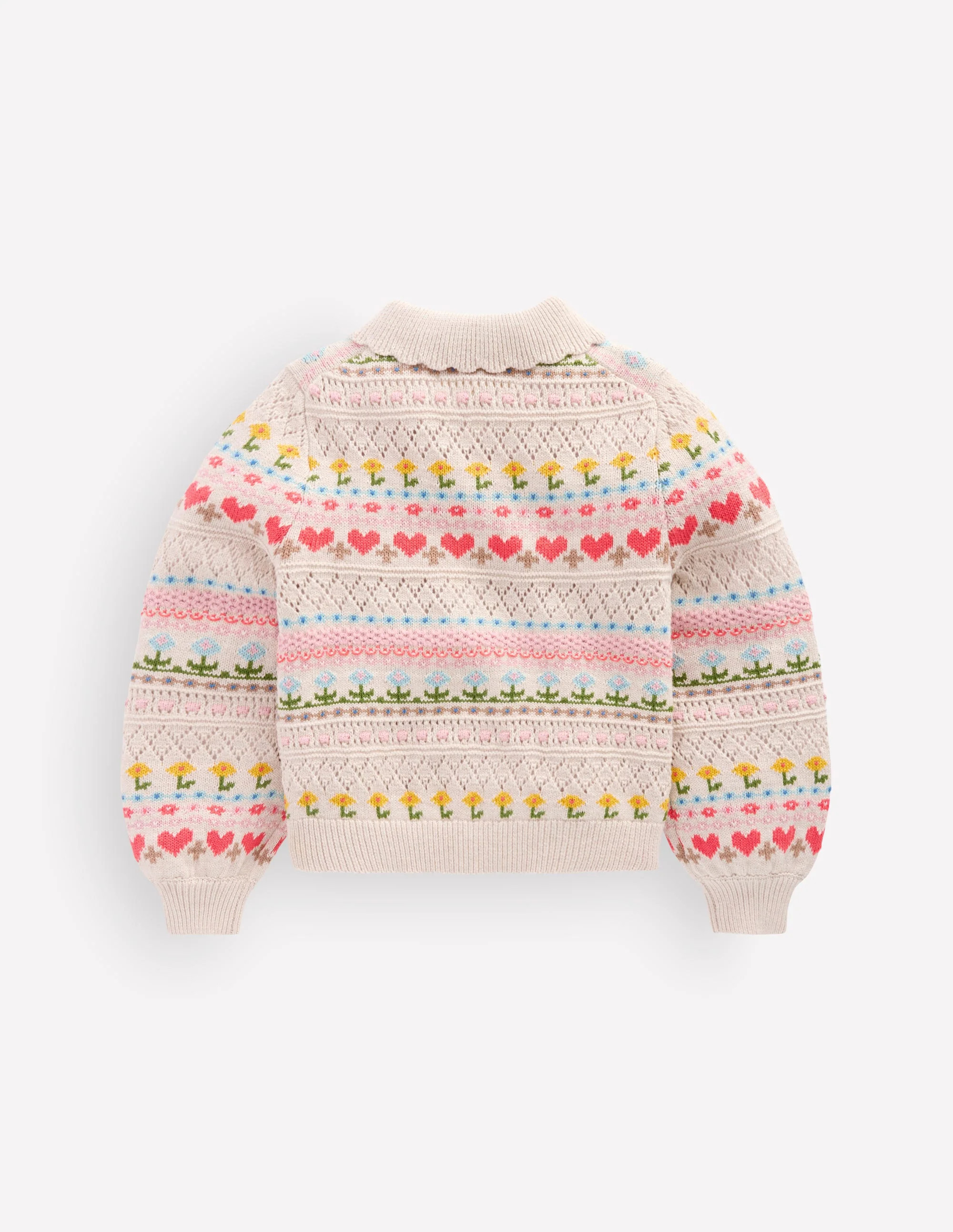 Collared Cardigan-Oatmeal Marl Flowers | Boden (US)