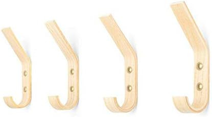 4PCS Wooden Coat Hooks Wall Mounted Hook for Hanging Coats Hats Single Wall Organizer Natural Oak... | Amazon (US)