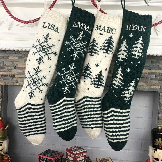 Christmas Stockings Personalized  Knit Wool Fair Isle | Etsy | Etsy (US)